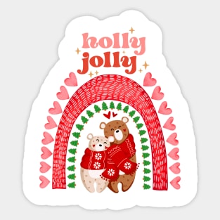 Holly Jolly Merry Christmas Boho Rainbow Sticker
